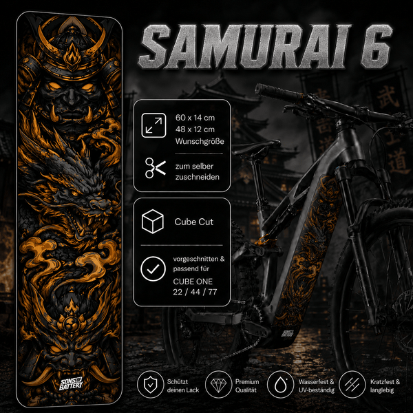 Sons of Battery® - E-MTB Brand & Community Folien & Sticker SAMURAI 6 -  Akku Abdeckung Cover Universal / Cube E-Bike-Community