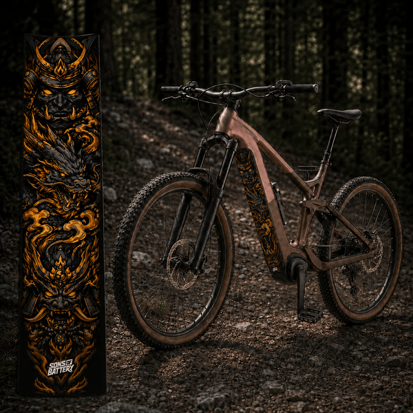 Sons of Battery® - E-MTB Brand & Community Folien & Sticker Samurai 6 – E-Bike Akku Sticker & Schutzfolie | Universal, Wunschgröße & CUBE Cut E-Bike-Community