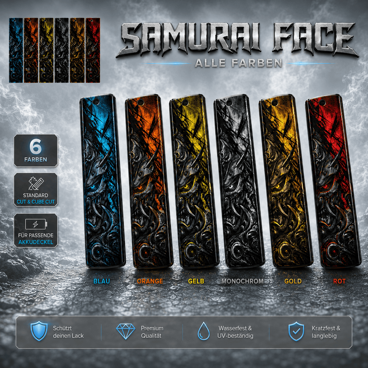 Sons of Battery® - E-MTB Brand & Community Folien & Sticker SAMURAI FACE -  Akku Abdeckung Cover Universal / Cube E-Bike-Community