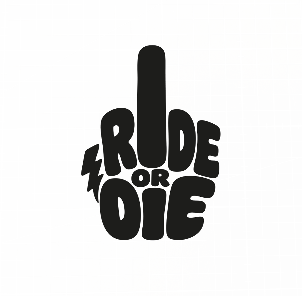 Sons of Battery® - E-MTB Brand & Community Folien & Sticker Schwarz / 5 x 4 cm RIDE OR DIE (STINKY FINGER) - Kreativer Vinyl-Aufkleber E-Bike-Community