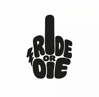Sons of Battery® - E-MTB Brand & Community Folien & Sticker Schwarz / 5 x 4 cm RIDE OR DIE (STINKY FINGER) - Kreativer Vinyl-Aufkleber E-Bike-Community
