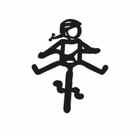 Sons of Battery® - E-MTB Brand & Community Folien & Sticker Schwarz / 5 x 4 cm / Weiblich (HELMine) Kleiner Mensch auf Rad mit Helm! HELMut / HELMine Kreativer Vinyl-Aufkleber für Rennrad, Mountainbike, Material: Vinylaufkleber E-Bike-Community