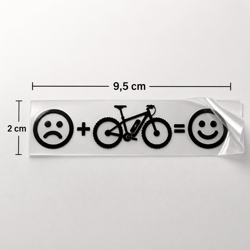 Sad + Bike = Happy – UV-Aufkleber für E-Bike & Mountainbike