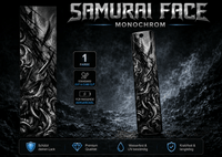 Sons of Battery® - E-MTB Brand & Community Folien & Sticker Silber / 60 cm x 14 cm SAMURAI FACE -  Akku Abdeckung Cover Universal / Cube E-Bike-Community