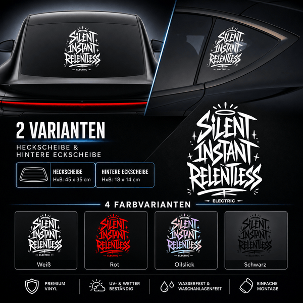 Sons of Battery® - E-MTB Brand & Community Folien & Sticker SILENT INSTANT RELENTLESS - Kreativer Vinyl-Aufkleber für deine Heckscheibe / Seitenscheibe uvm. z.B Tesla E-Bike-Community