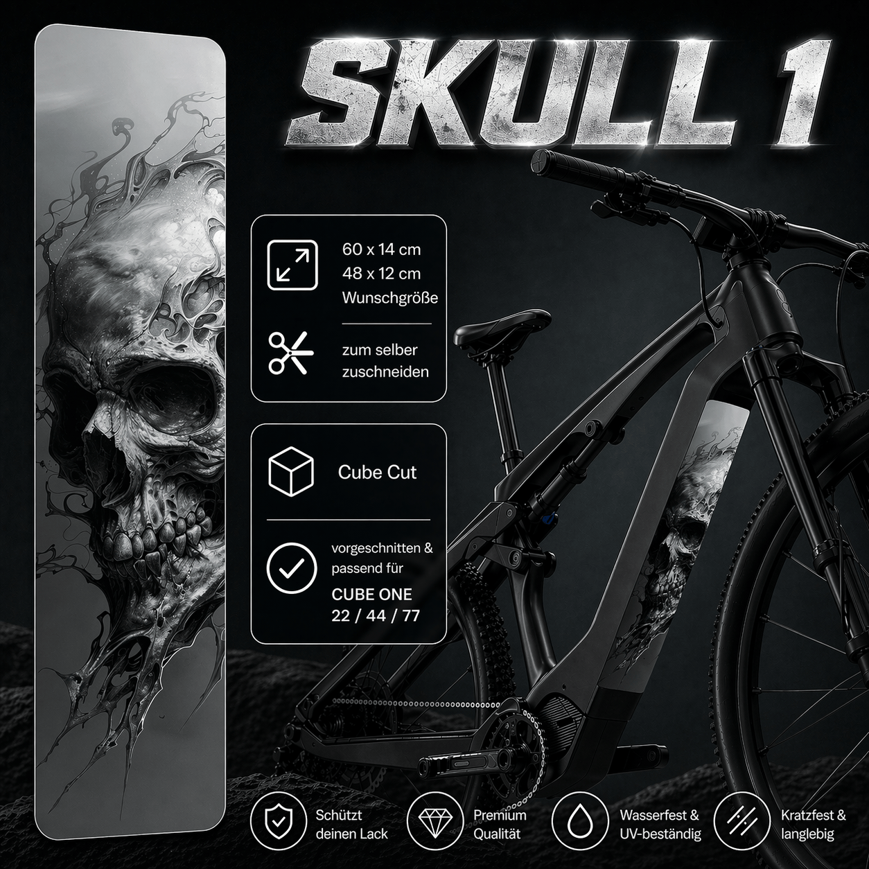 Sons of Battery® - E-MTB Brand & Community Folien & Sticker Skull 1 (Totenkopf Aufkleber) -  Akku Abdeckung Cover Universal / Schutzfolie / für alle E-Bikes E-Bike-Community