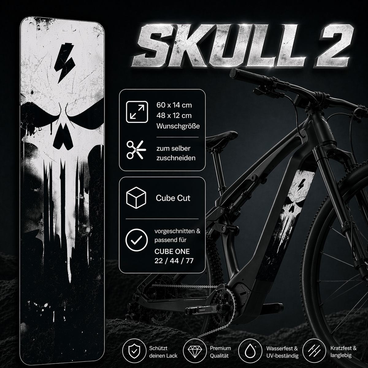 Sons of Battery® - E-MTB Brand & Community Folien & Sticker Skull 2 (Totenkopf Aufkleber) -  Akku Abdeckung Cover Universal / Schutzfolie / für alle E-Bikes E-Bike-Community