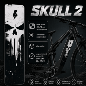 Skull 2 (Totenkopf Aufkleber) -  Akku Abdeckung Cover Universal / Schutzfolie / für alle E-Bikes