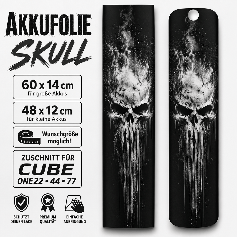 SKULL / TOTENKOPF  -  Akku Abdeckung Cover Universal / Cube