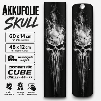SKULL / TOTENKOPF  -  Akku Abdeckung Cover Universal / Cube