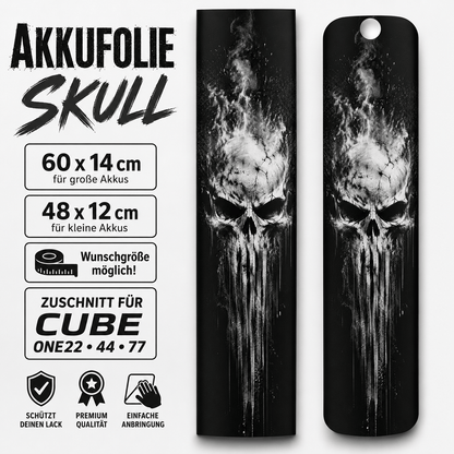 Sons of Battery® - E-MTB Brand & Community Folien & Sticker SKULL / TOTENKOPF  -  Akku Abdeckung Cover Universal / Cube E-Bike-Community