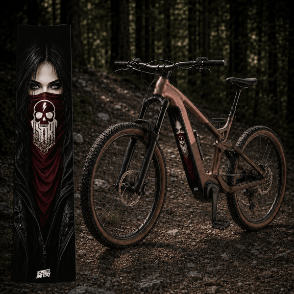 Sons of Battery® - E-MTB Brand & Community Folien & Sticker Skullgang Girl – E-Bike Akku Sticker & Schutzfolie | Universal, Wunschgröße & CUBE Cut E-Bike-Community