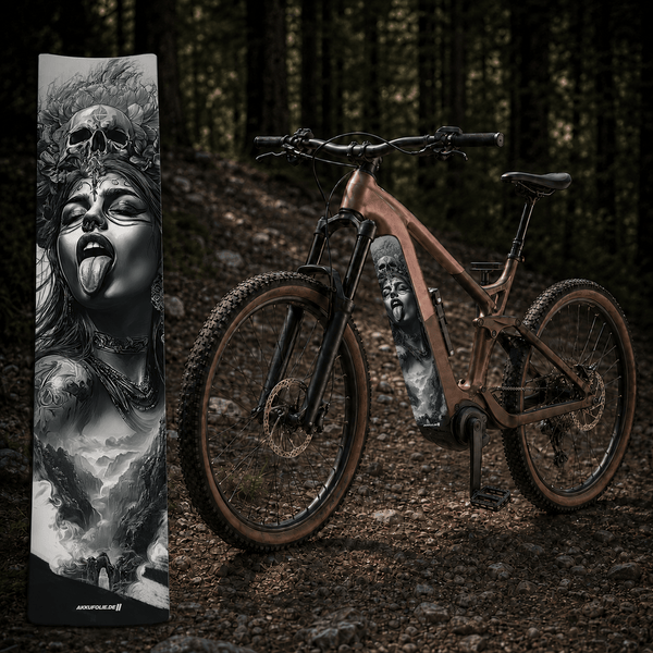 Sons of Battery® - E-MTB Brand & Community Folien & Sticker Skullgirl – E-Bike Akku Sticker & Schutzfolie | Universal, Wunschgröße & CUBE Cut E-Bike-Community