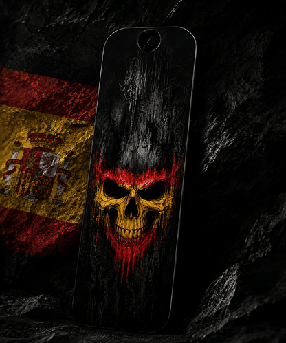 Sons of Battery® - E-MTB Brand & Community Folien & Sticker Spanien / 60 cm x 14 cm Länderflaggen Skull -  Akku Abdeckung Cover Universal / Cube E-Bike-Community