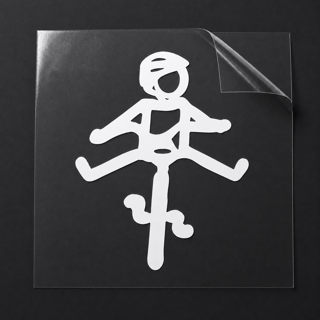 Sons of Battery® - E-MTB Brand & Community Folien & Sticker Weiß / 5 x 4 cm / Männlich (HELMut) Kleiner Mensch auf Rad mit Helm! HELMut / HELMine Kreativer Vinyl-Aufkleber für Rennrad, Mountainbike, Material: Vinylaufkleber E-Bike-Community