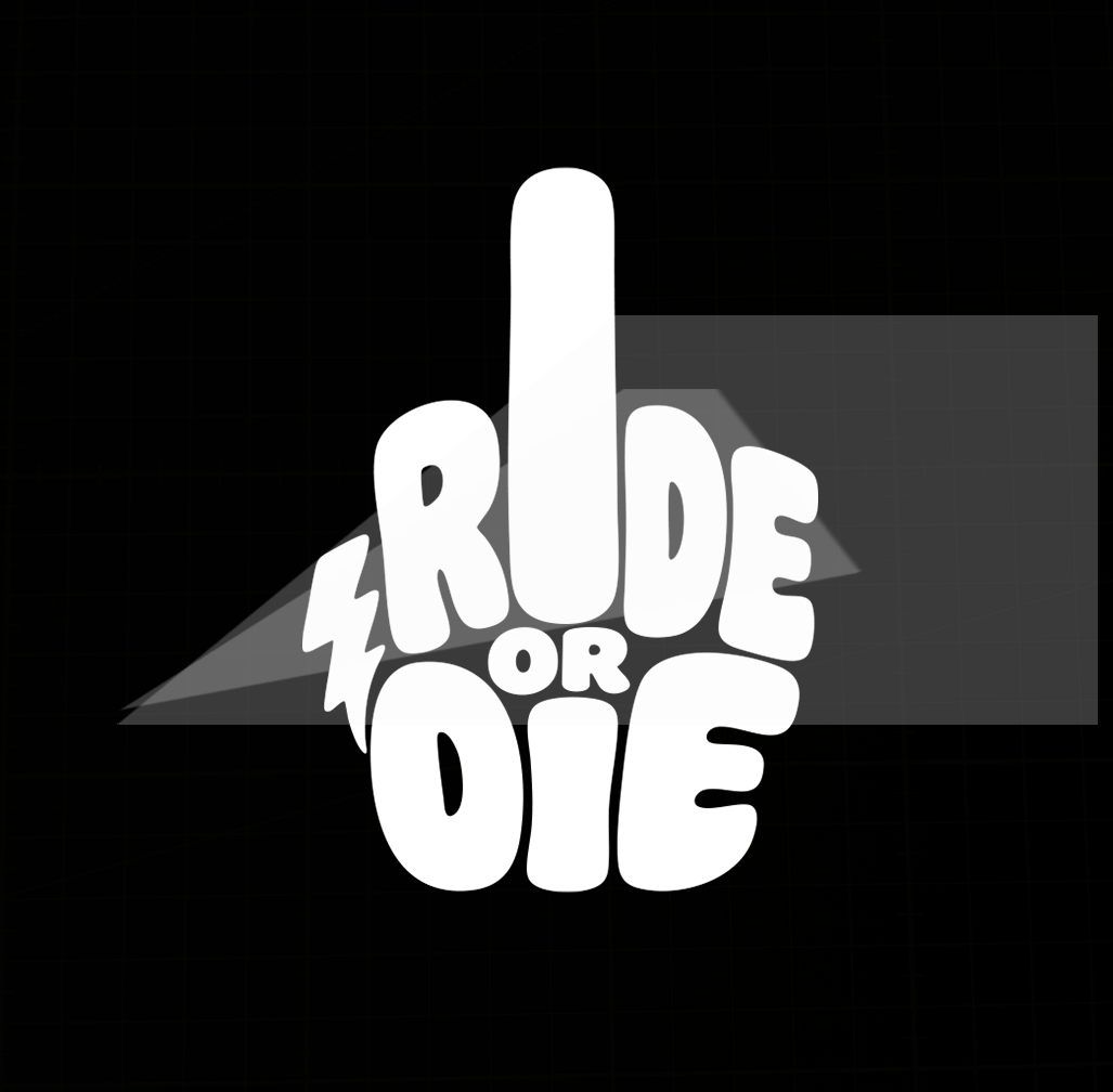 Sons of Battery® - E-MTB Brand & Community Folien & Sticker Weiß / 5 x 4 cm RIDE OR DIE (STINKY FINGER) - Kreativer Vinyl-Aufkleber E-Bike-Community