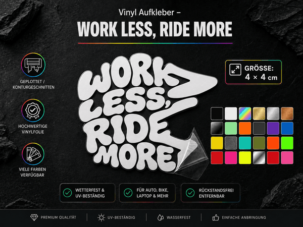 Sons of Battery® - E-MTB Brand & Community Folien & Sticker WORK LESS, RIDE MORE - Kreativer Vinyl-Aufkleber E-Bike-Community