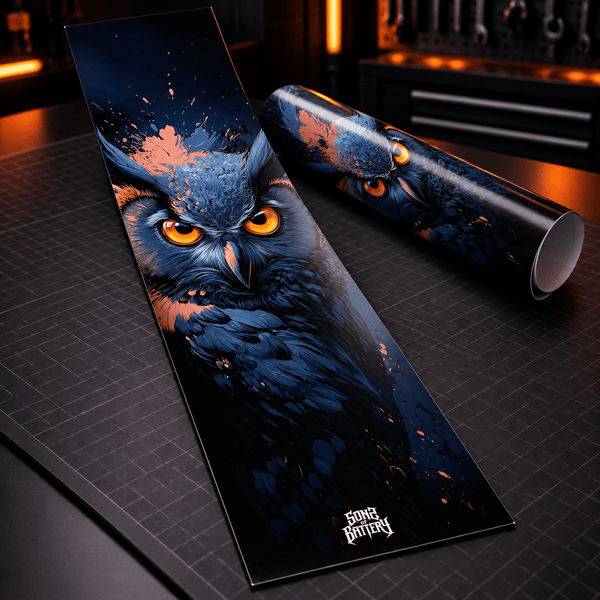 Sons of Battery® - E-MTB Brand & Community Folien & Sticker Wunschgröße Eule – E-Bike Akku Sticker & Schutzfolie | Universal, Wunschgröße & CUBE Cut E-Bike-Community