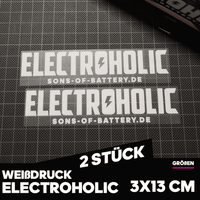 Sons of Battery - E-MTB Brand & Community Folien Transparenter Electroholic Weißdruck Sticker - SoB - E-Bike-Community