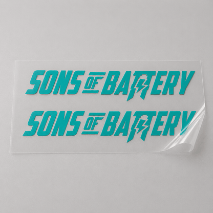 Sons of Battery - E-MTB Brand & Community Folien Türkis / 9 x 1.6 cm Sons of Battery - Schriftzug Modern E-Bike-Community