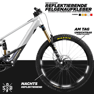 64 / 32 Reflektierendes Set für 26/27,5/28 / 29 Zoll Fahrradfelge - Ergänzend zu Katzenaugen - Fahrrad Folie Felgenrandaufkleber
