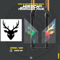 Sons of Battery - E-MTB Brand & Community Folien und Sticker Hirsch - Federgabel Vinyl Aufkleber E-Bike-Community