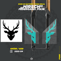 Sons of Battery - E-MTB Brand & Community Folien und Sticker Hirsch - Federgabel Vinyl Aufkleber E-Bike-Community