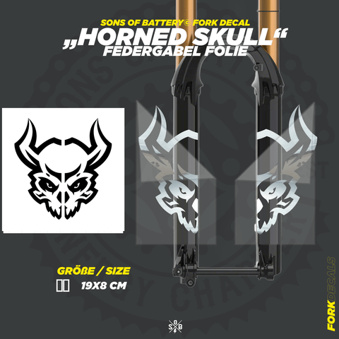 Horned Skull - Federgabel Vinyl Aufkleber
