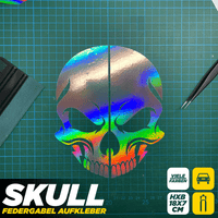 Sons of Battery - E-MTB Brand & Community Folien und Sticker HxB: 18 x 7 cm / Rainbow SKULL - Federgabel Vinyl Aufkleber E-Bike-Community