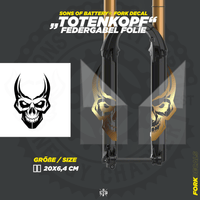 Sons of Battery - E-MTB Brand & Community Folien und Sticker HxB: 20 x 6 cm / Bronze Totenkopf - Mountainbike Federgabel Vinyl Aufkleber E-Bike-Community