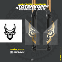 Sons of Battery - E-MTB Brand & Community Folien und Sticker HxB: 20 x 6 cm / Gold Totenkopf - Mountainbike Federgabel Vinyl Aufkleber E-Bike-Community