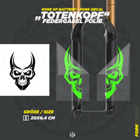 Sons of Battery - E-MTB Brand & Community Folien und Sticker HxB: 20 x 6 cm / Neongrün Totenkopf - Mountainbike Federgabel Vinyl Aufkleber E-Bike-Community