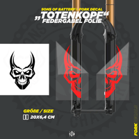 Sons of Battery - E-MTB Brand & Community Folien und Sticker HxB: 20 x 6 cm / Neonrot Totenkopf - Mountainbike Federgabel Vinyl Aufkleber E-Bike-Community