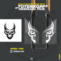 Sons of Battery - E-MTB Brand & Community Folien und Sticker HxB: 20 x 6 cm / Weiß Totenkopf - Mountainbike Federgabel Vinyl Aufkleber E-Bike-Community