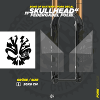 Sons of Battery - E-MTB Brand & Community Folien und Sticker HxB: 20 x 8 cm / Grau Skullhead  Federgabel Vinyl Aufkleber E-Bike-Community