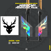 Sons of Battery - E-MTB Brand & Community Folien und Sticker HxB: 23 x 9 cm / Rainbow Hirsch - Federgabel Vinyl Aufkleber E-Bike-Community