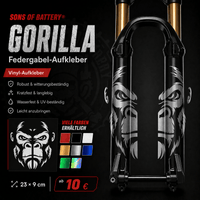Sons of Battery - E-MTB Brand & Community Folien und Sticker King of the Jungle - Gorilla 🦍 - Federgabel Vinyl Aufkleber E-Bike-Community