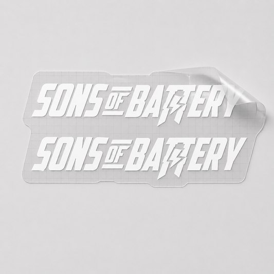 Sons of Battery - E-MTB Brand & Community Folien Weiss / 9 x 1.6 cm Sons of Battery - Schriftzug Modern E-Bike-Community