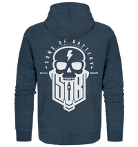 Sons of Battery® - E-MTB Brand & Community Jacken/ Zipper Dark Heather Blue / S SoB Skullgang White - Organic Zipper E-Bike-Community