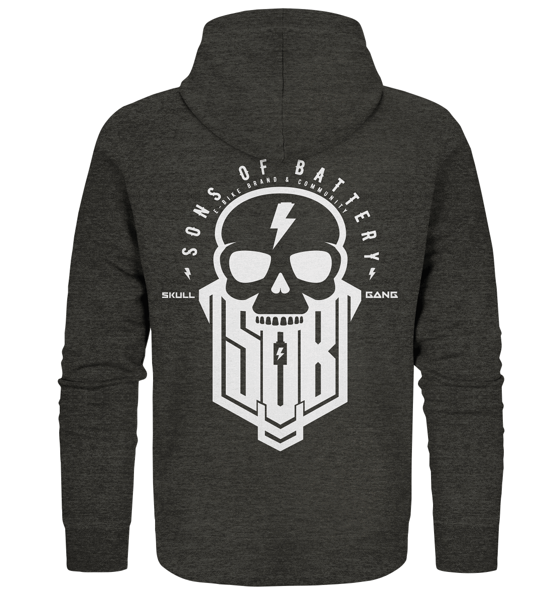 Sons of Battery® - E-MTB Brand & Community Jacken/ Zipper Dark Heather Grey / S SoB Skullgang White - Organic Zipper E-Bike-Community