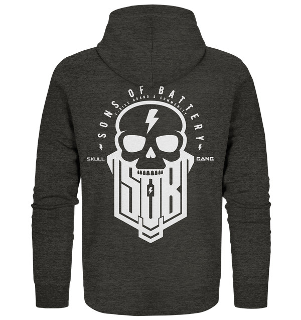 Sons of Battery® - E-MTB Brand & Community Jacken/ Zipper Dark Heather Grey / S SoB Skullgang White - Organic Zipper E-Bike-Community