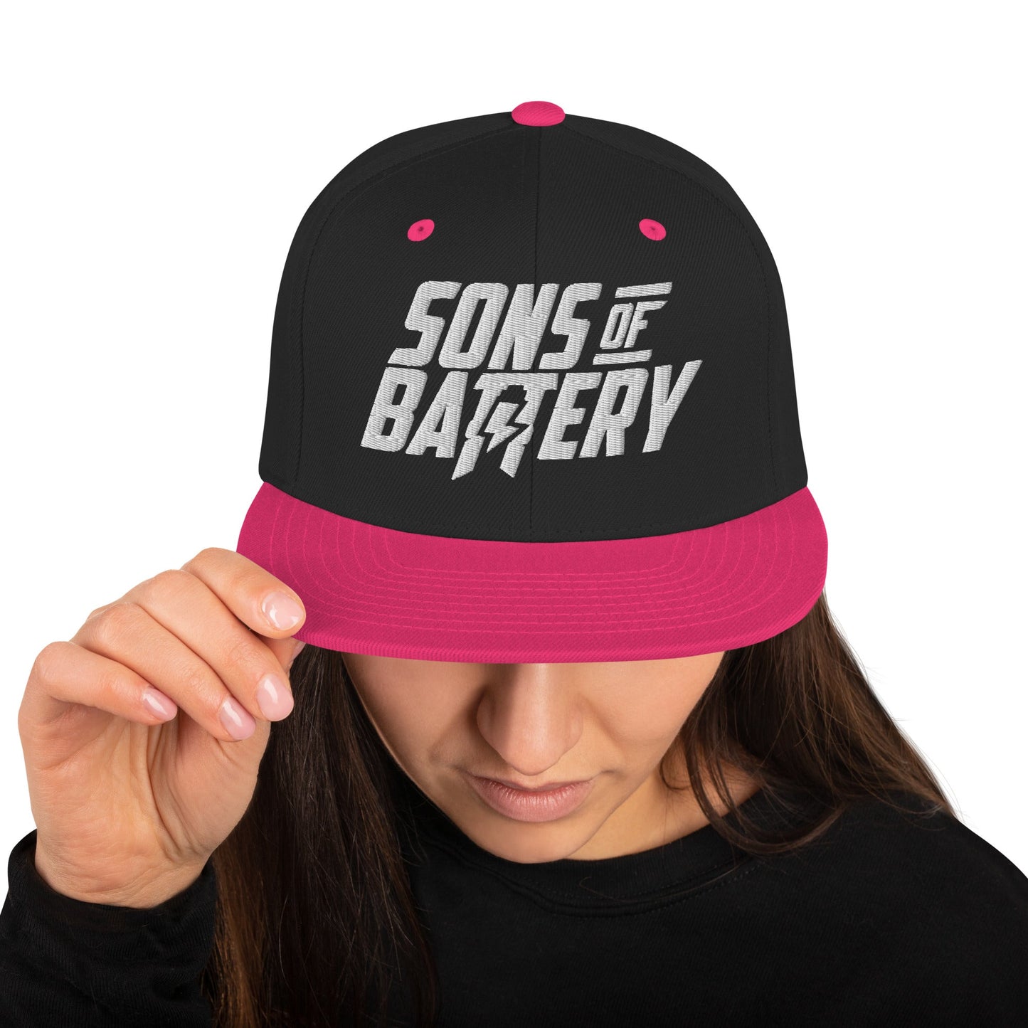 Sons of Battery® - E-MTB Brand & Community Schwarz/ Neonpink Bold Clean - Snapback Hat E-Bike-Community