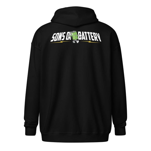 Sons of Battery® - E-MTB Brand & Community Schwarz / S Sons of Battery - B-Boy - 2 Seiten - ÜBERGRÖßEN Unisex Heavy-Blend Zip Hoodie E-Bike-Community