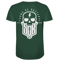 Sons of Battery® - E-MTB Brand & Community Unisex-Shirts Bottle Green / XS SoB Skullgang White - Organic Shirt E-Bike-Community