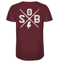 Sons of Battery® - E-MTB Brand & Community Unisex-Shirts Burgundy / XS SoB Cross (Backprint) (Flip Label) - Organic Shirt E-Bike-Community