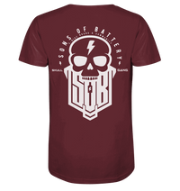 Sons of Battery® - E-MTB Brand & Community Unisex-Shirts Burgundy / XS SoB Skullgang White - Organic Shirt E-Bike-Community