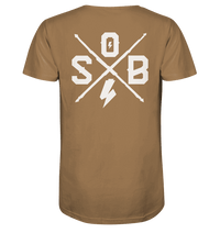 Sons of Battery® - E-MTB Brand & Community Unisex-Shirts Camel / XS SoB Cross (Backprint) (Flip Label) - Organic Shirt E-Bike-Community