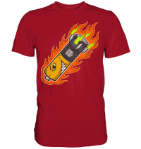 Sons of Battery® - E-MTB Brand & Community Unisex-Shirts Classic Red / S S.o.B Pin Up Battery - Original Russel Athletics Classic Shirt - bis 4XL -140cm Umfang - Ohne Flip Label am Bund E-Bike-Community