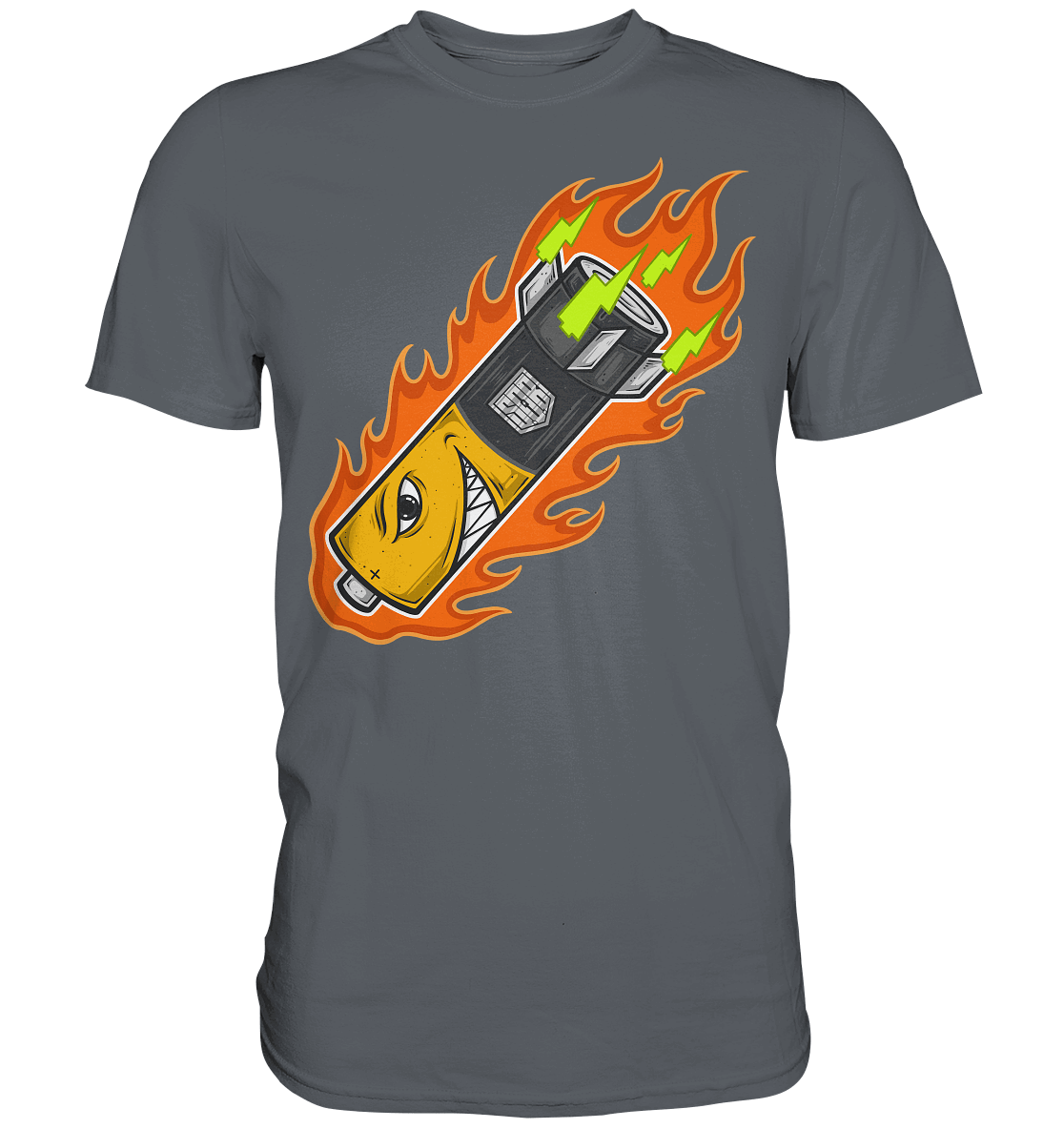 Sons of Battery® - E-MTB Brand & Community Unisex-Shirts Convoy Grey / S S.o.B Pin Up Battery - Original Russel Athletics Classic Shirt - bis 4XL -140cm Umfang - Ohne Flip Label am Bund E-Bike-Community