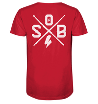 Sons of Battery® - E-MTB Brand & Community Unisex-Shirts Red / XS SoB Cross (Backprint) (Flip Label) - Organic Shirt E-Bike-Community